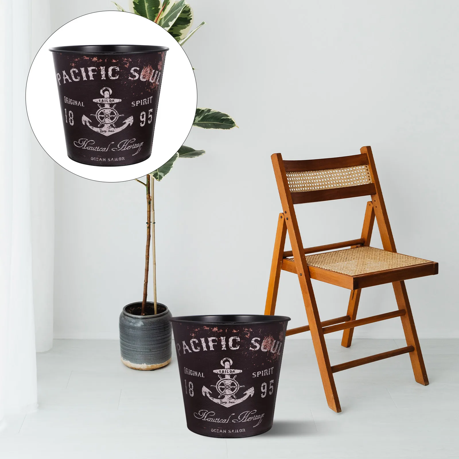 

European Style Iron Trash Bin Large Capacity Decorative Waste Container for Home Office Kitchen Bathroom Use Trash Bin