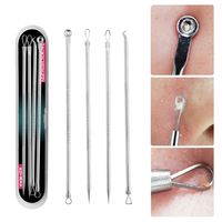 4pcs/sets Blackhead Remover Tool Pimple Treatments Pore Cleanse Comedone Needles Acne Extractor Skin Care Beauty Stainless Steel