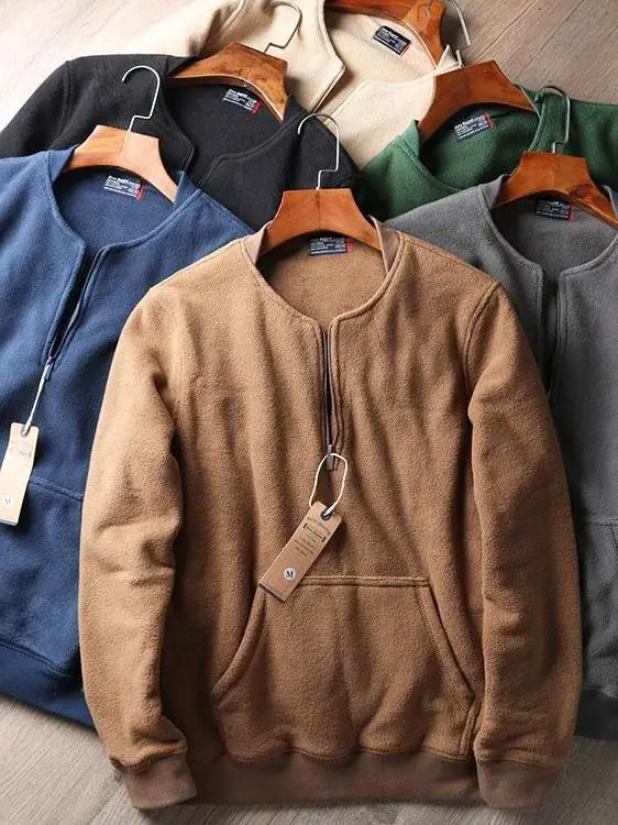 

New 2025 Men's Sweatirt Spring Autumn Faionable Casual Loose Overhead Top M Outerwear Polyester Fiber Warm Long Sve