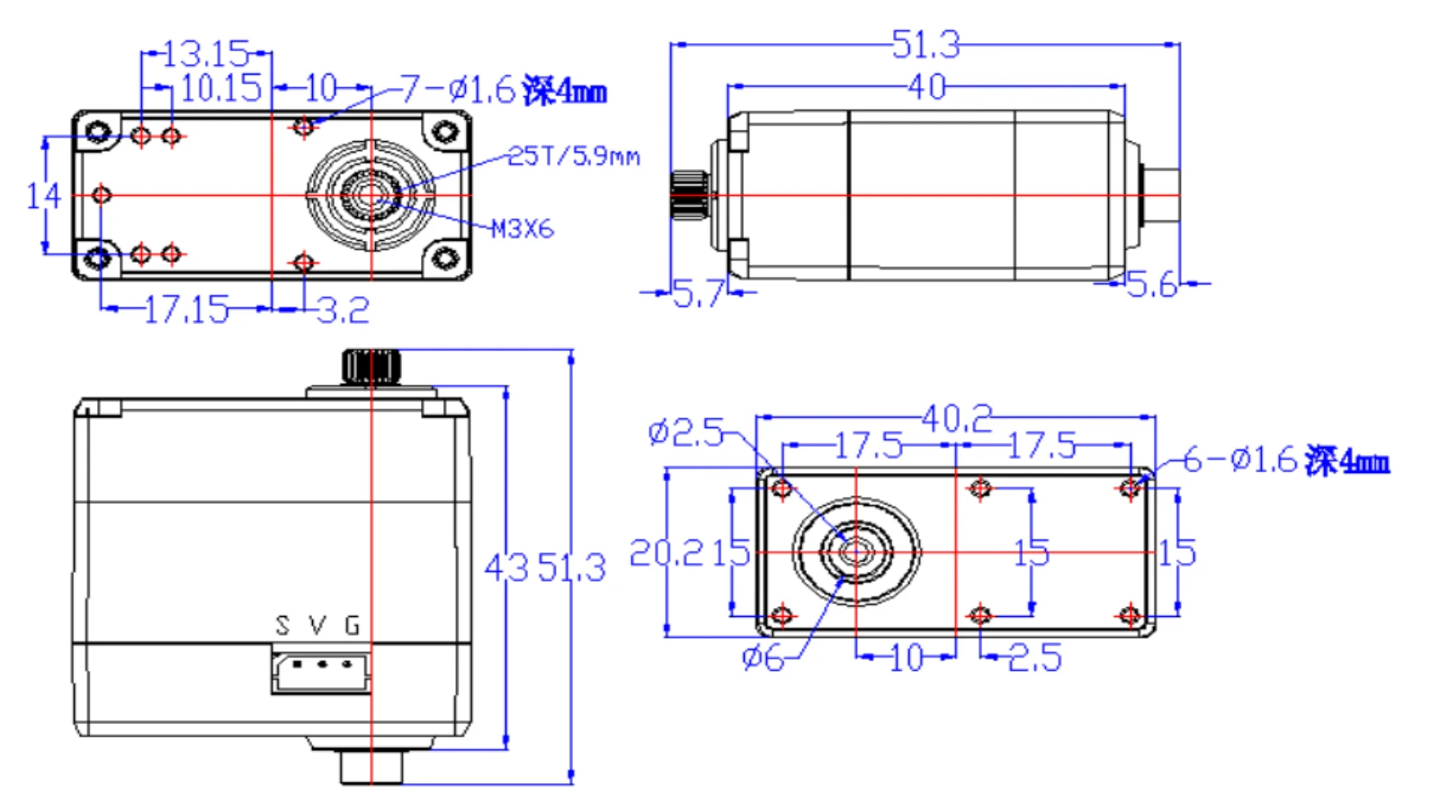 Servo de bus série double axe Feetech 15KG SCS15 180 °   Services TTL de retour de position de support de moteur contrôlable d'angle pour le modèle de robot