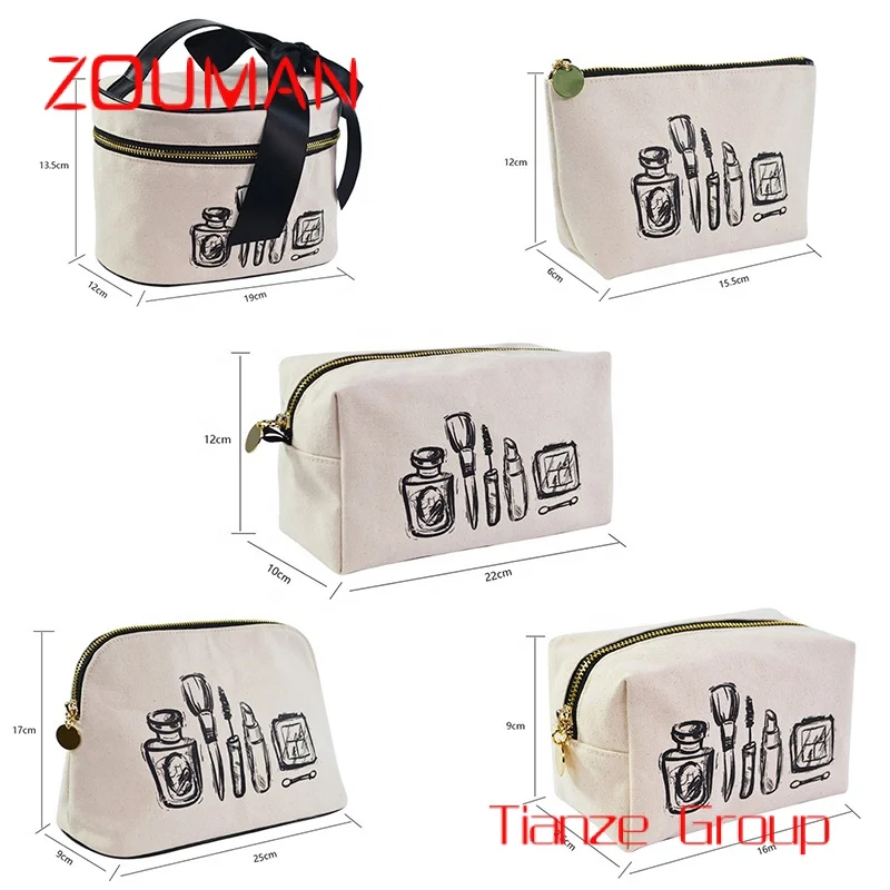 Ginzeal-Sacs de Toilette en Toile avec Logo Personnalisé, Nouvelle Mode Utile, Sacs de Voyage en Coton Uni, Fermeture Éclair, Poudres Cosmétiques Personnalisées, Cuillère à soupe