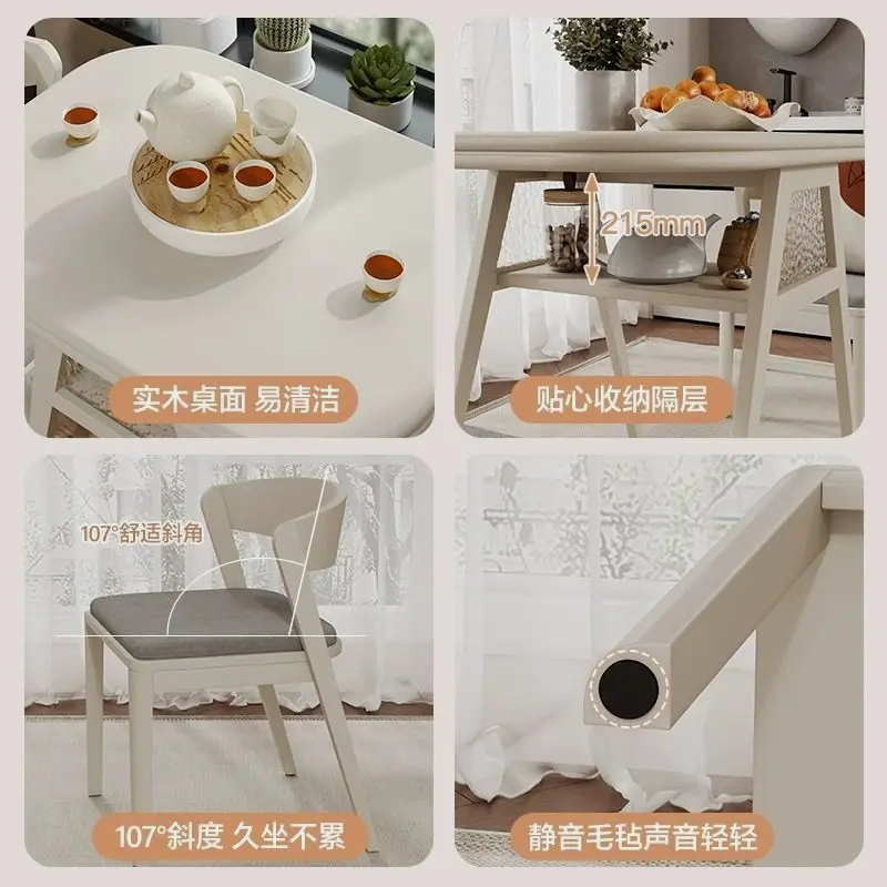 New 2024 small apartment mini coffee table small dining table solid wood cream style household balcony rock slab