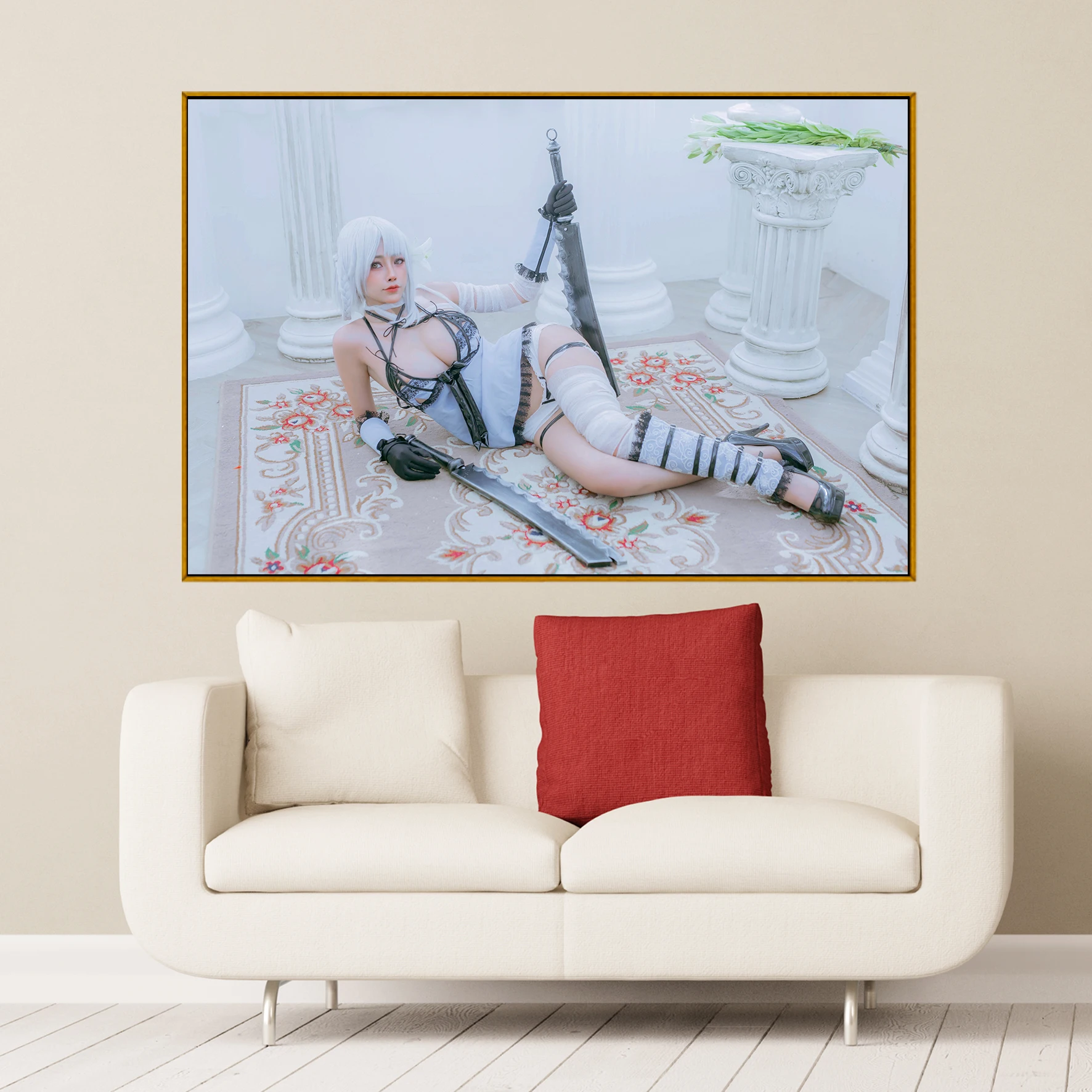 Byoru Kaine (NIER) Sexy Girl Cosplay カイネ HD Canvas Poster wall art decorative painting Home Decor Painting Custom size