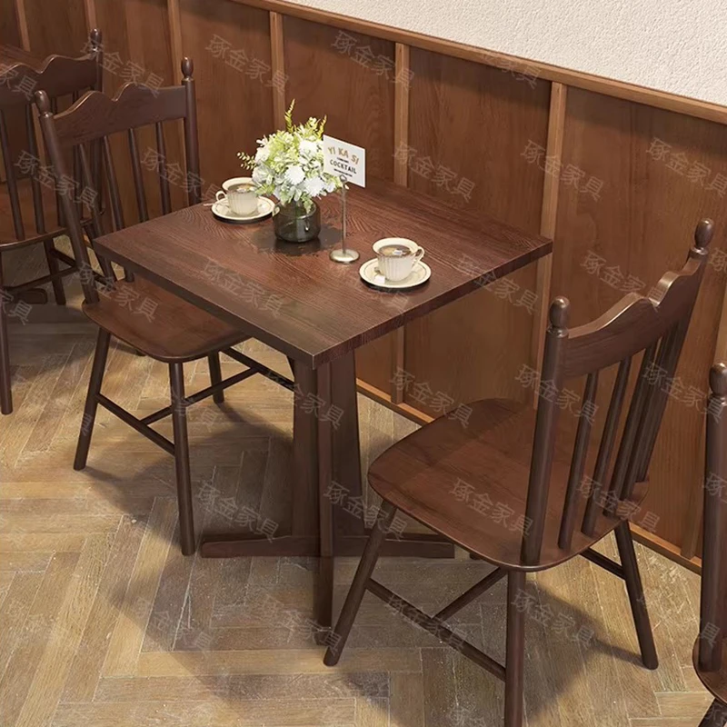 American Retro Solid Wood Coffee Table Modern Design Western Restaurant Dessert Shop Coffee Table Commercial Furniture FYCT