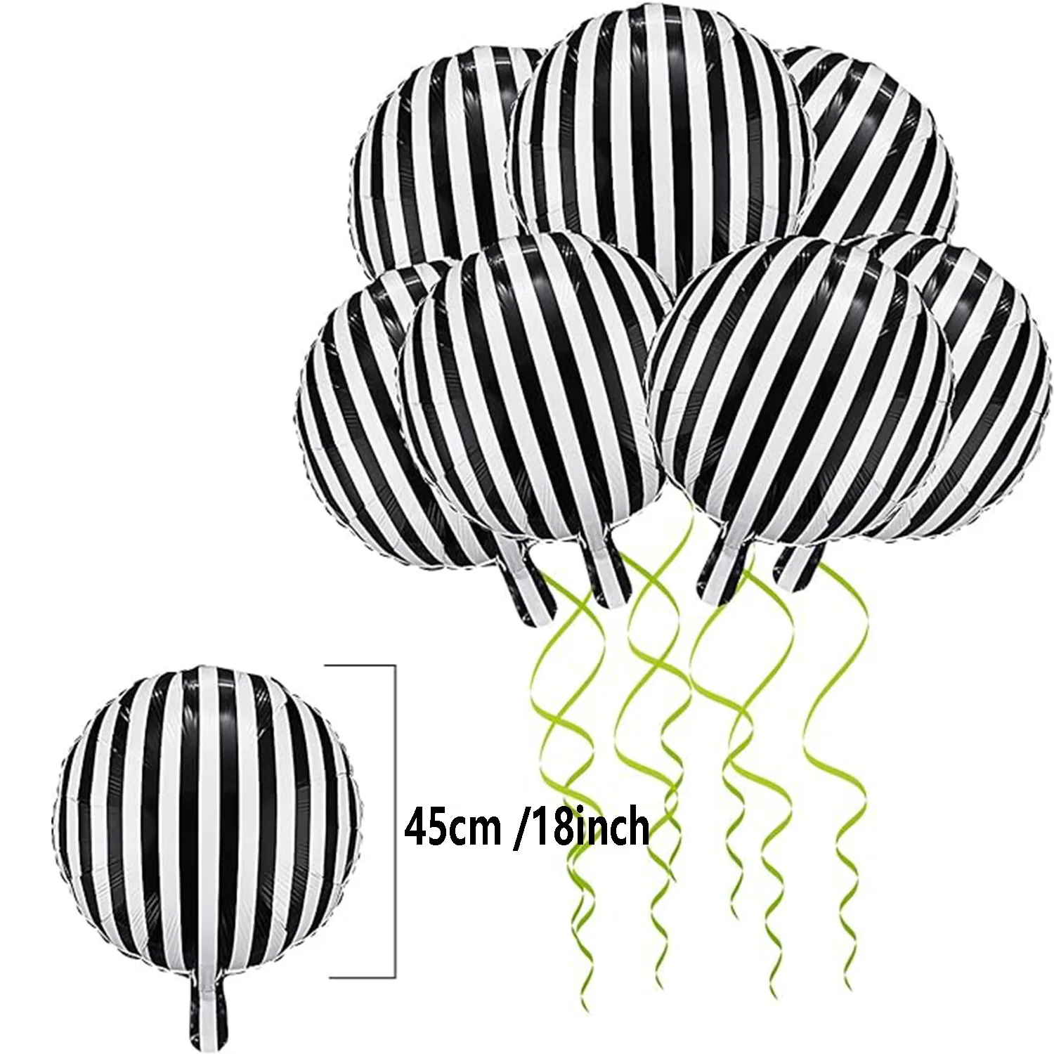 10 pieces of 18 inch black and white striped circus balloons for birthday party, Halloween holiday photo party, balloons