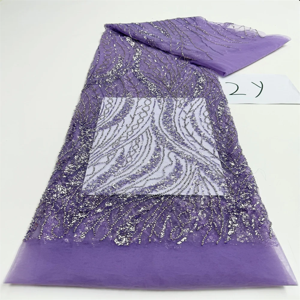 الترتر الأفريقي مطرز أقمشة الدانتيل تسلسل عالي الجودة التطريز الفرنسية النيجيري أقمشة الدانتيل لخياطة الزفاف 2 ياردة #1