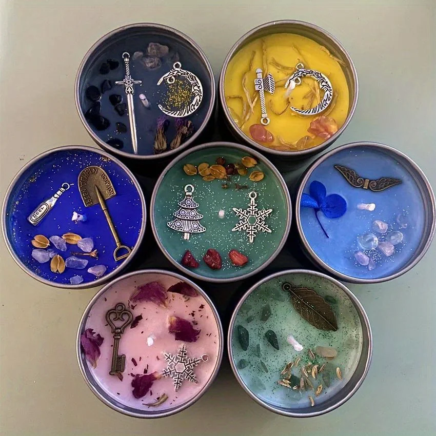 Crystal Dried Flower Scented Candles Atique Copper Accessories Aromatherapy Silver Tin Can Candles Handmade Candles