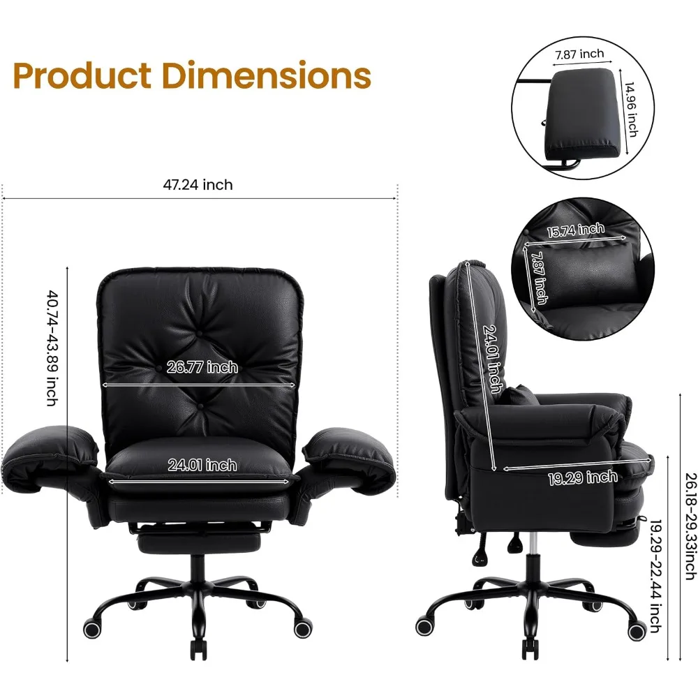 Criss Cross Office Chair Flip Arms Footrest Reclining Desk Chair Wide Seat Wheels Vanity Chair Pocket Spring Side Pockets