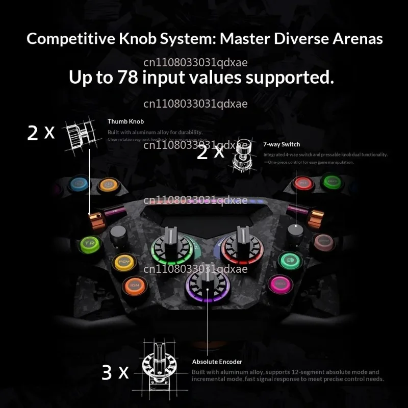 One Racing Simulator Wheel Carbon Fiber Shift Paddle RGB Customizable Keys Quick Detachable Steering Wheel for PC Gaming