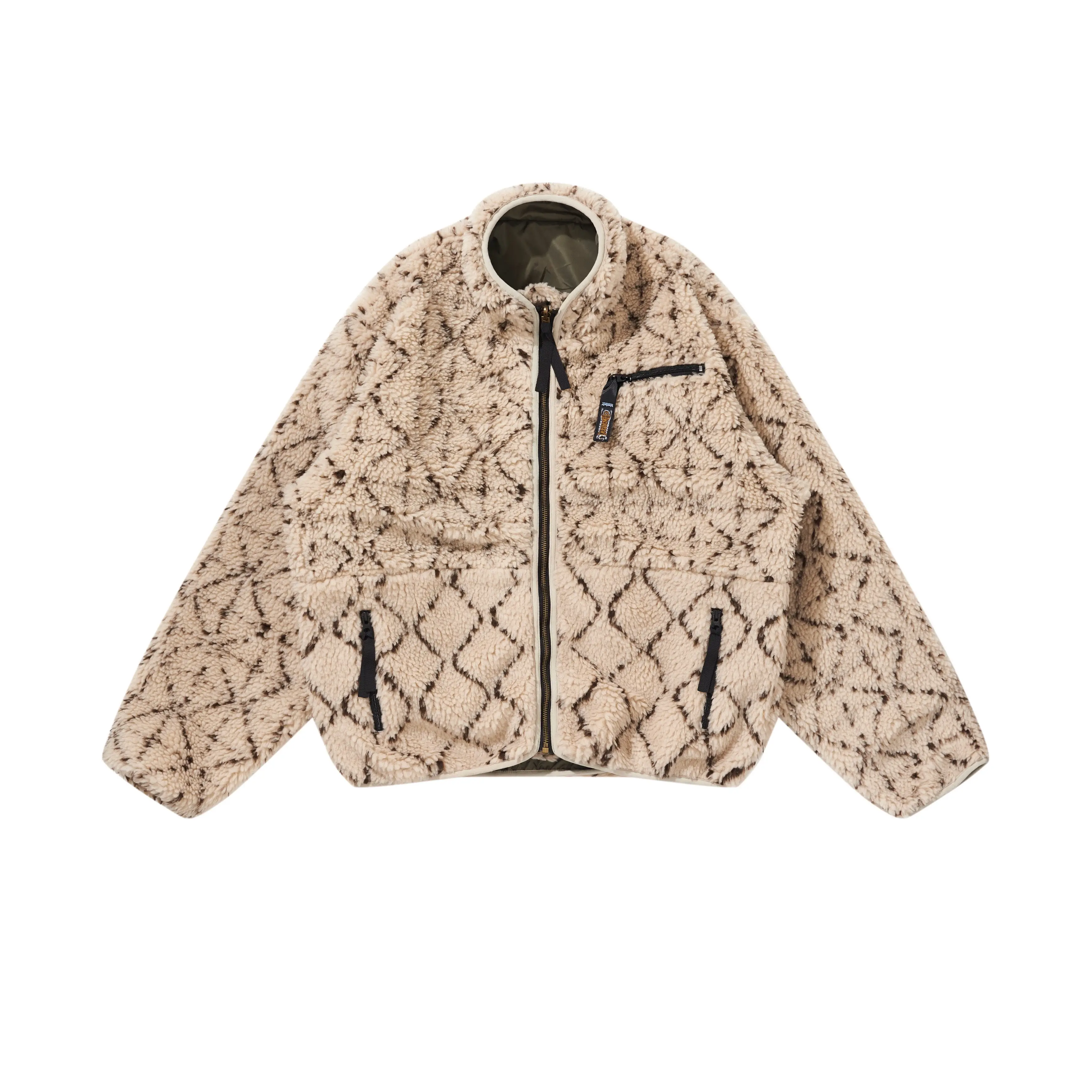 Wool Coat Peacoat - เสื้อแจ็คเก็ตแขนยาวมีซิปผ้าฟลีซสไตล์ญี่ปุ่นสำหรับผู้ชาย รุ่น KAPITAL ผ้าแคชเมียร์
