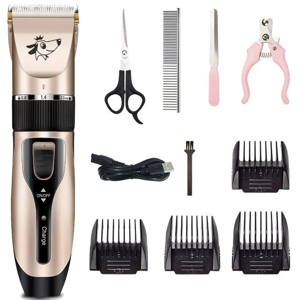 Electric Dog Pet Hair Trimmer Kit Usb Rechargeable With 4 Combs Nail Clippers File Brush Pet Clippers For Dogs Grooming