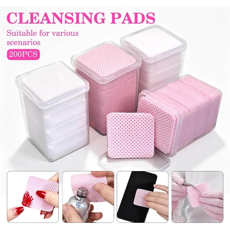 200Pcs Lint-Free Nail Wipes Nail Towel Professional Eyelash Extension Glue Wipes Nail Polish Removal Cleansing Wipe for Home Use