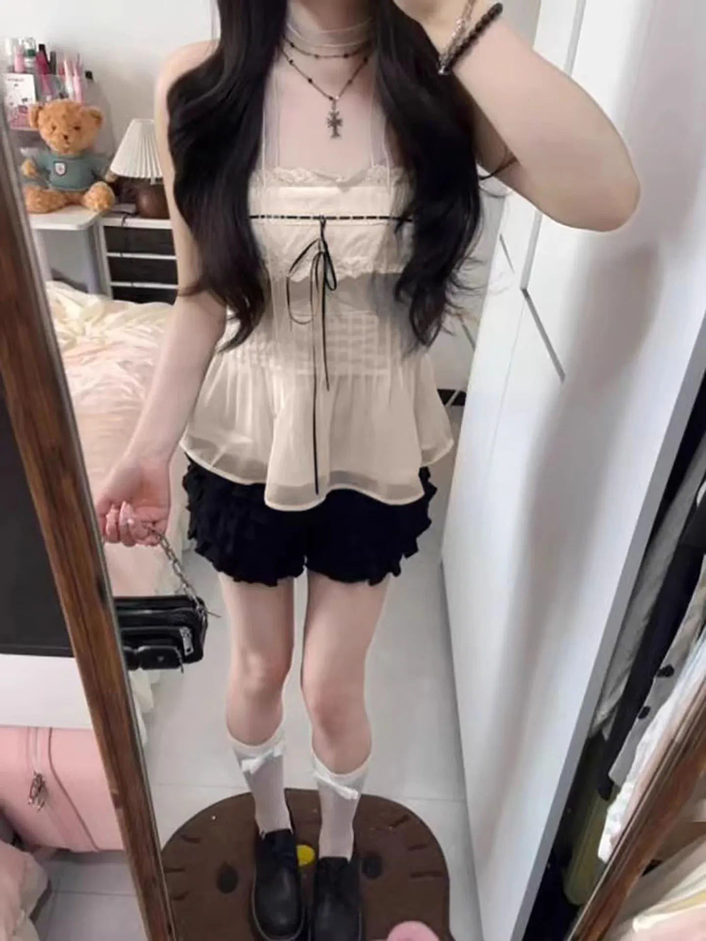 Pure Desire Lace Trim Strapless Vest Top Sexy White  Knot Tied Inner Match Summer Outer Wear Women's Fashion