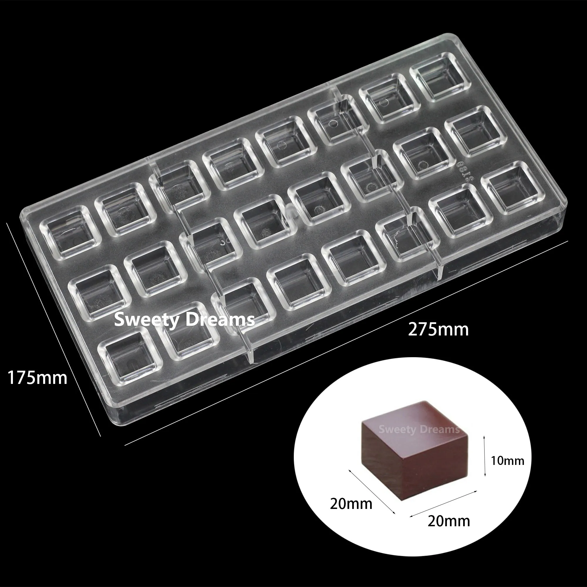 Cube Polycarbonate Chocolate Mold Cake Sweets Belgian Baking Candy Mould Bonbon Confectionery Tool Bakeware