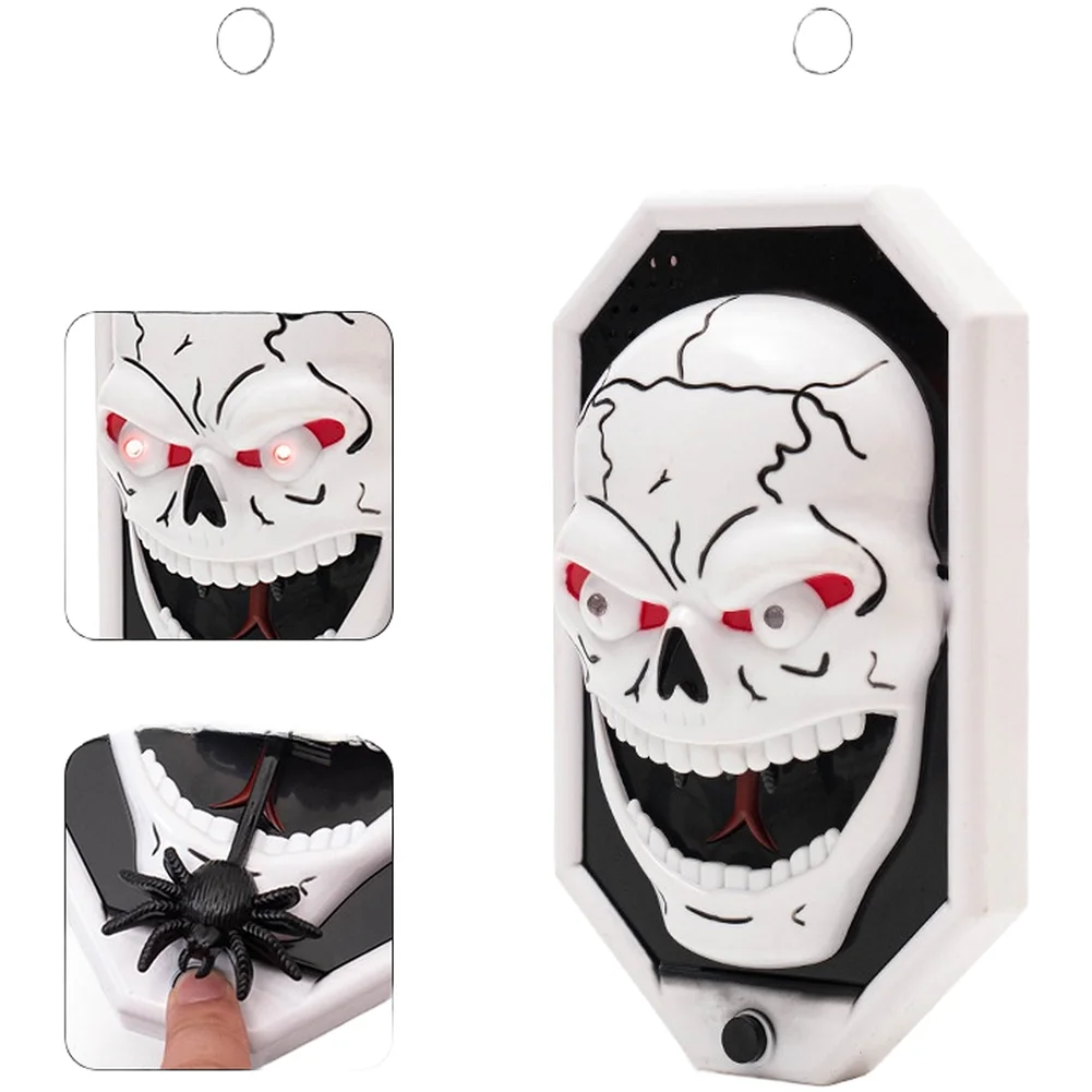 Electric Halloween Doorbell Featuring Terrifying Sounds Glowing Eyes and Jumping Plastic Figure for Festive Fun