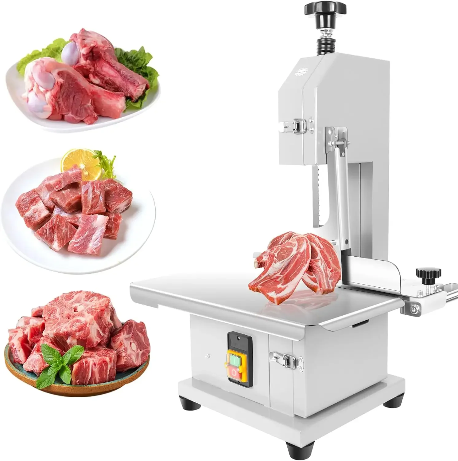 

1500W Electric Meat Saw for Butchering, Commercial meat cutter machine with 8 Saw Blades, 0.04-3.9" Cutting Thicknes, Stainless