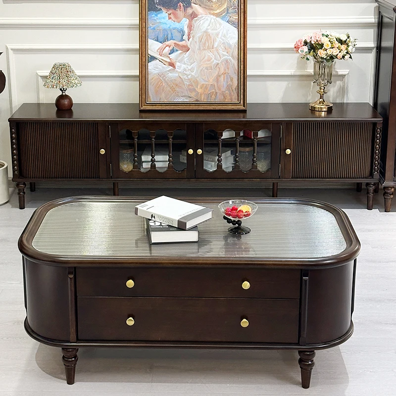 

table, TV cabinet combination, fully equipped home living room tea table, several retro small apartments French style