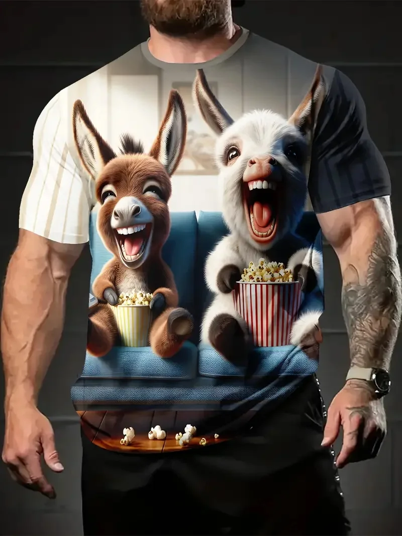 Männer Neuheit 3D Gedruckt Tier Esel T-Shirt Neue In Casual Rundhals Kurzarm T-shirts Kleidung männer Lustige Esel tees