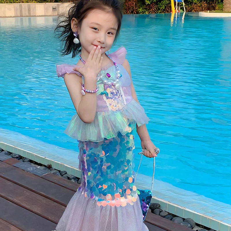 

Designer Mermaid Dresses for Girl Fashion Show Outfits Birthday Party Costumes of Child 1-8 year old girl sequin fish tail Dress