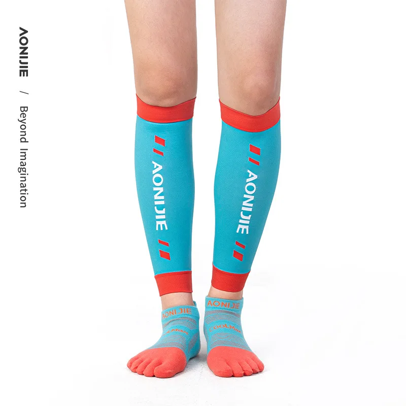 AONIJIE 1Pair Running Compression Leg Calf Sleeves Sports Football Soccer Socks Shin Splint Support Jogging Marathon Leg Cover