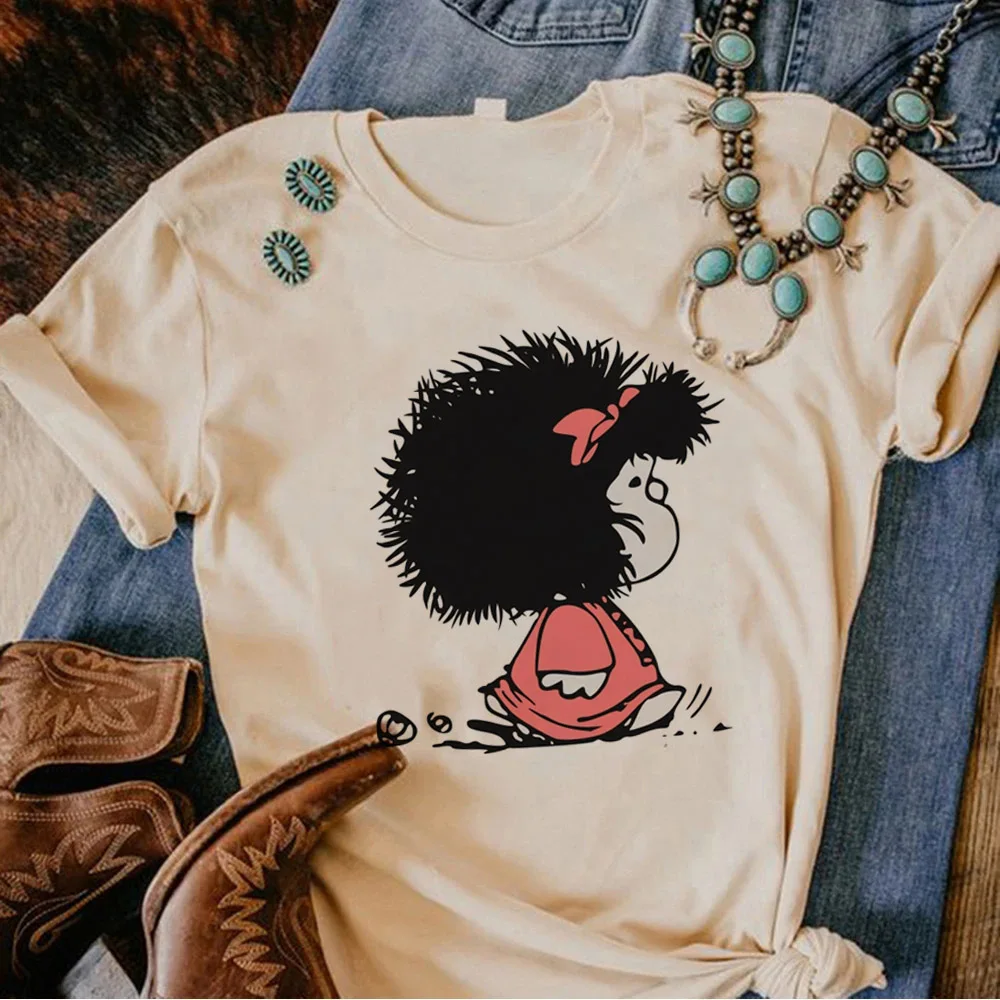 Mafalda t shirt women streetwear Japanese Tee female 2000s designer comic clothing