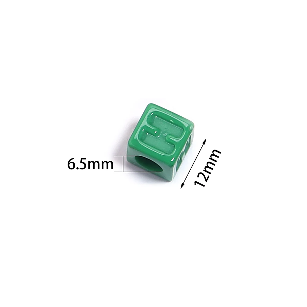 50pcs Acrylic Square Letter Beads Solid Color Alphabet Large Hole Loose Beads For Jewelry Making DIY Bracelets Necklace Supplies view 2