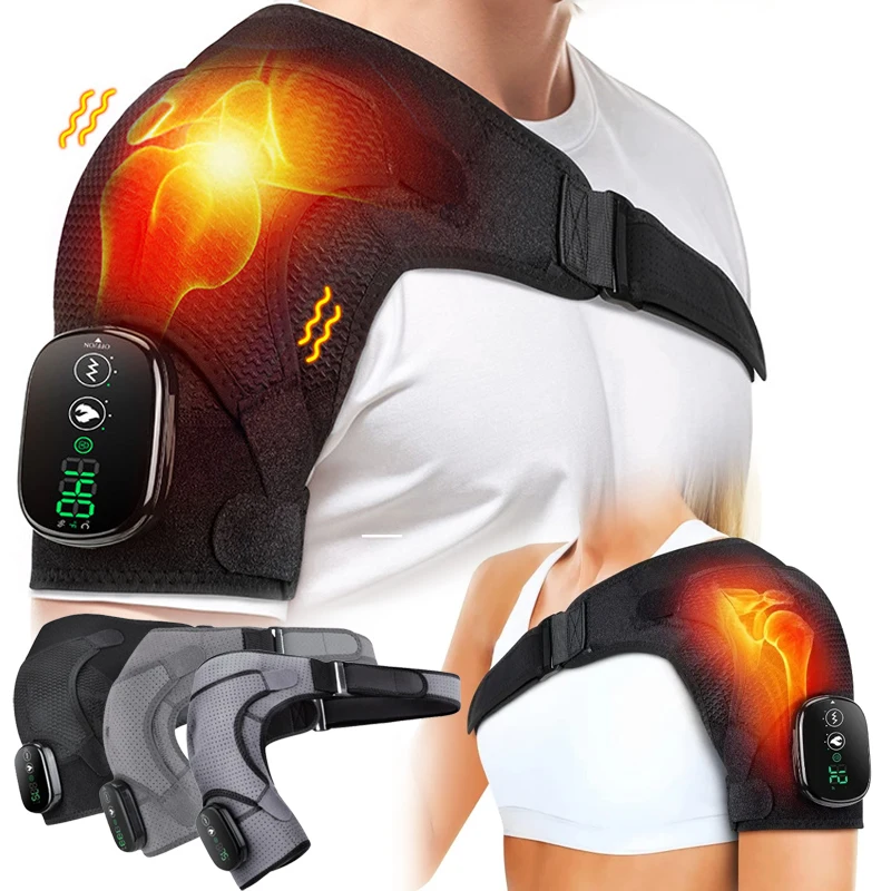 

Heated Shoulder Wrap with Massage, Shoulder Heating Pad for Rotator Cuff Frozen Shoulder Cordless Shoulder Heating Pads Massager