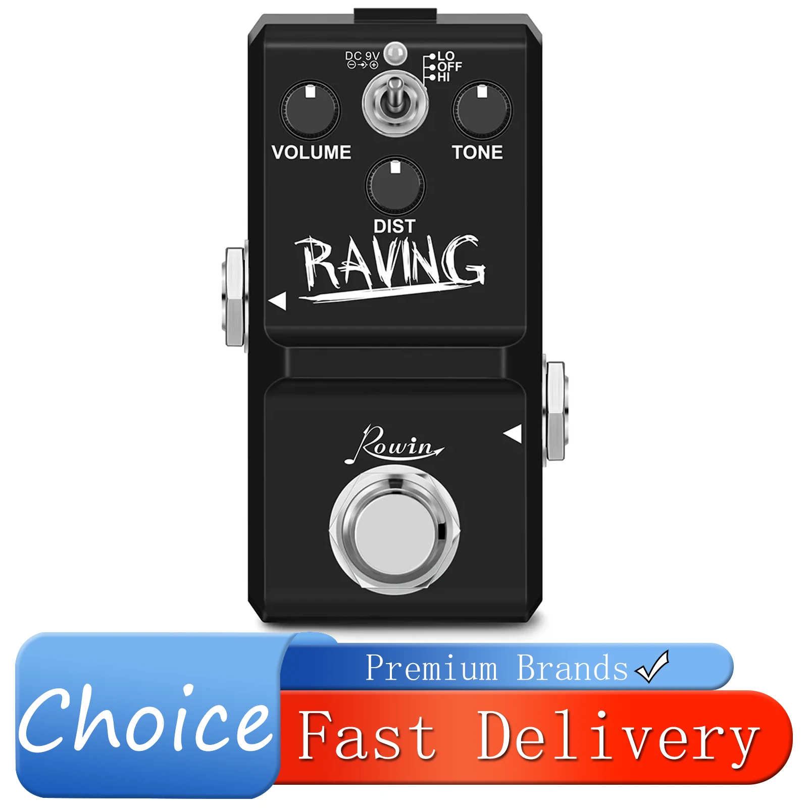 ROWIN Raving Guitar Effects Pedal Raving Distortion Effect Mini Size LN-305 True Bypass Pedal Electric Guitar Accessories