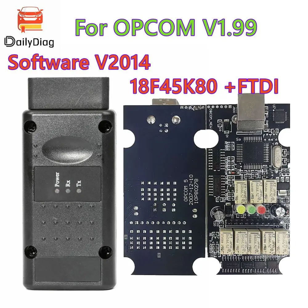 

OPCOM V5 для Opel 2021, OP COM 1,99 обновление прошивки флэш-памяти, автомобильный диагностический кабель OP-COM 18F45K80 + считыватель кодов FTDI OBD2 CAN-BUS