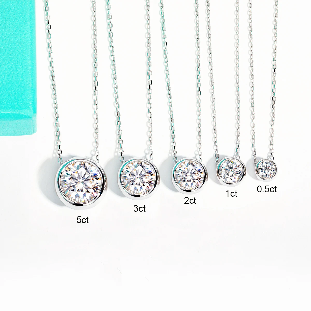 D Color VVS1 Moissanite Bezel Stud Earrings & Pendant Necklace Set, 18K Gold Plated S925 Sterling Silver Luxury Custom Fine Jewelry, Pass Diamond Tester Women Jewelry Set Wholesale