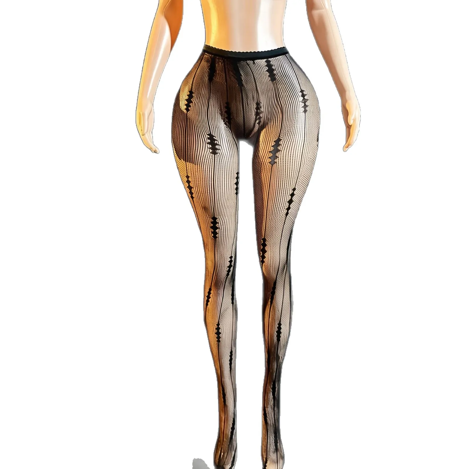Sexy Fishnet Pantyhose Striped Flirting Erotic Uniform Fishnet Pantyhose: Snag-Resistant Mesh Tights For Fashion Charming NYGH