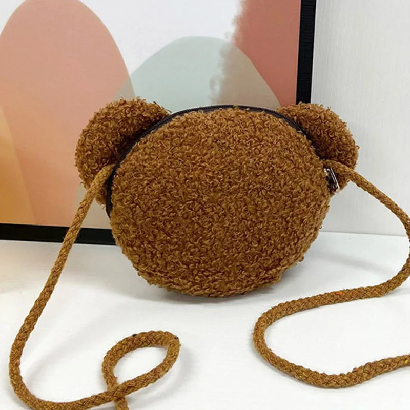 Sac à Dos Mignon en Forme d'Ours en Peluche pour Enfant, Sacoche Kawaii, Porte-Monnaie, Animaux en Peluche, pour Petite Fille