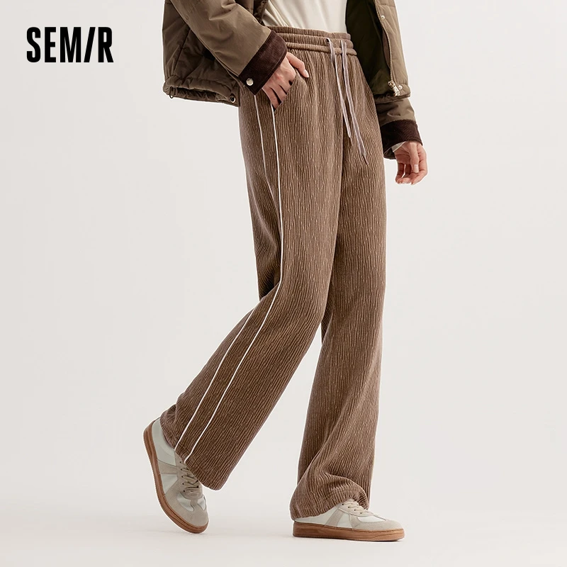 Semir Casual Pants Women Chenille Long Pants Winter 2025 New Contrasting Colors Wide-Leg Pants Leg-Lengthening