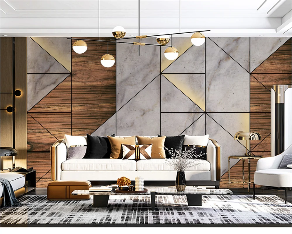 

beibehang Custom new papel de parede abstract geometric sofa background modern wood grain marble bedroom background wallpaper