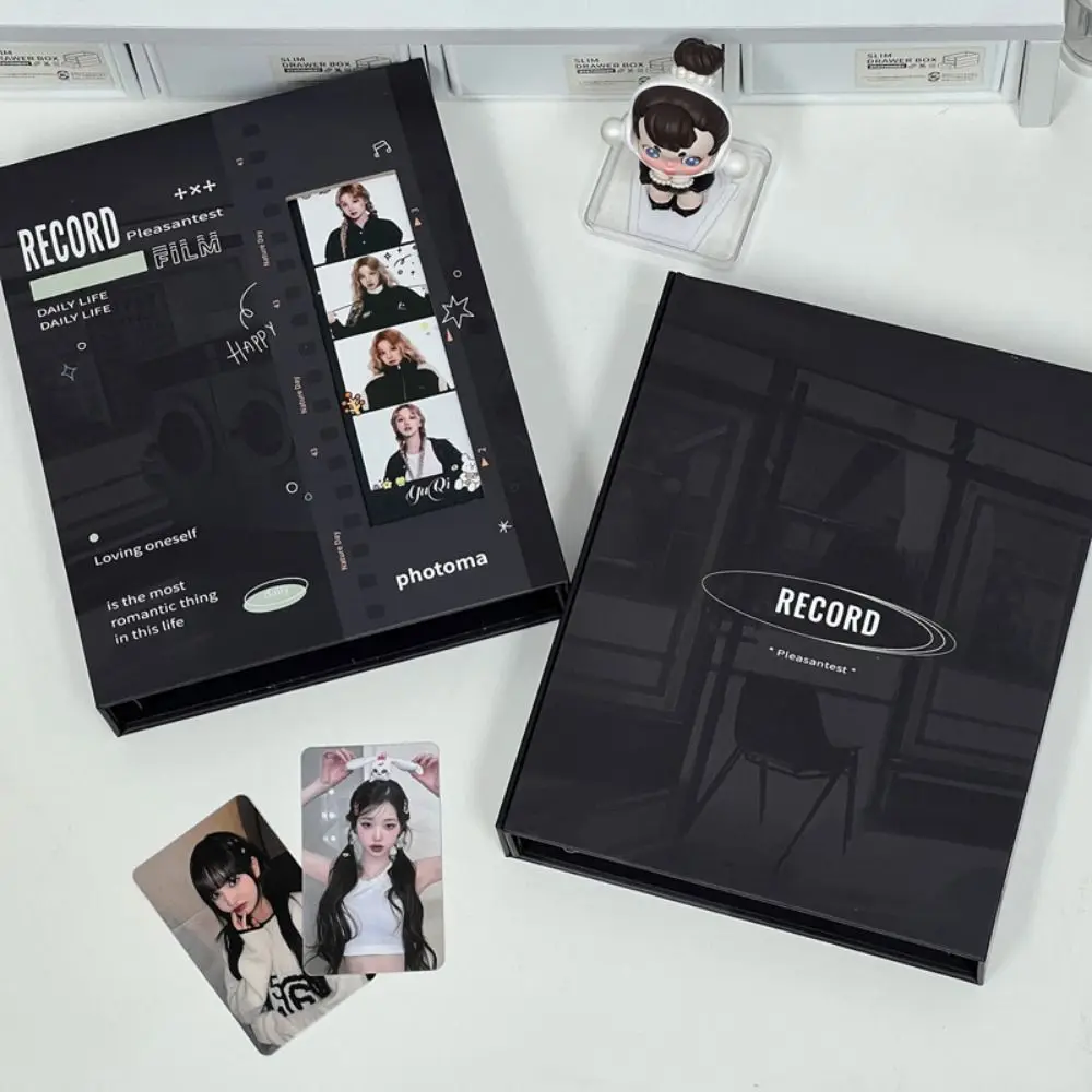 Album Shell A5 Kpop Photocard Binder Collect Book Black Moive List Magnetic Attraction Retro Idol Photo Album Shell Loose-leaf