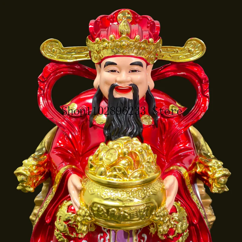 Resin painted and gilded wealth god statue, home decor for attracting wealth, Buddhist statue manufacturer wholesale