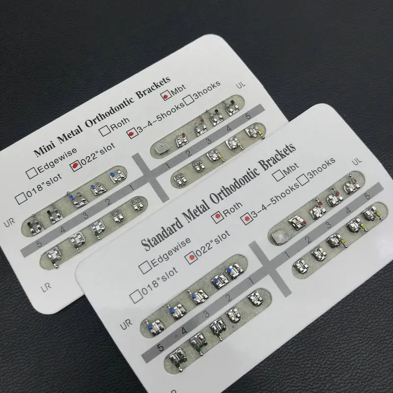 20pcs/pack Dental Mini MBT/Standard Roth Bracket 0.022 Slot 345 Hook Dental Metal Orthodontic Brackets