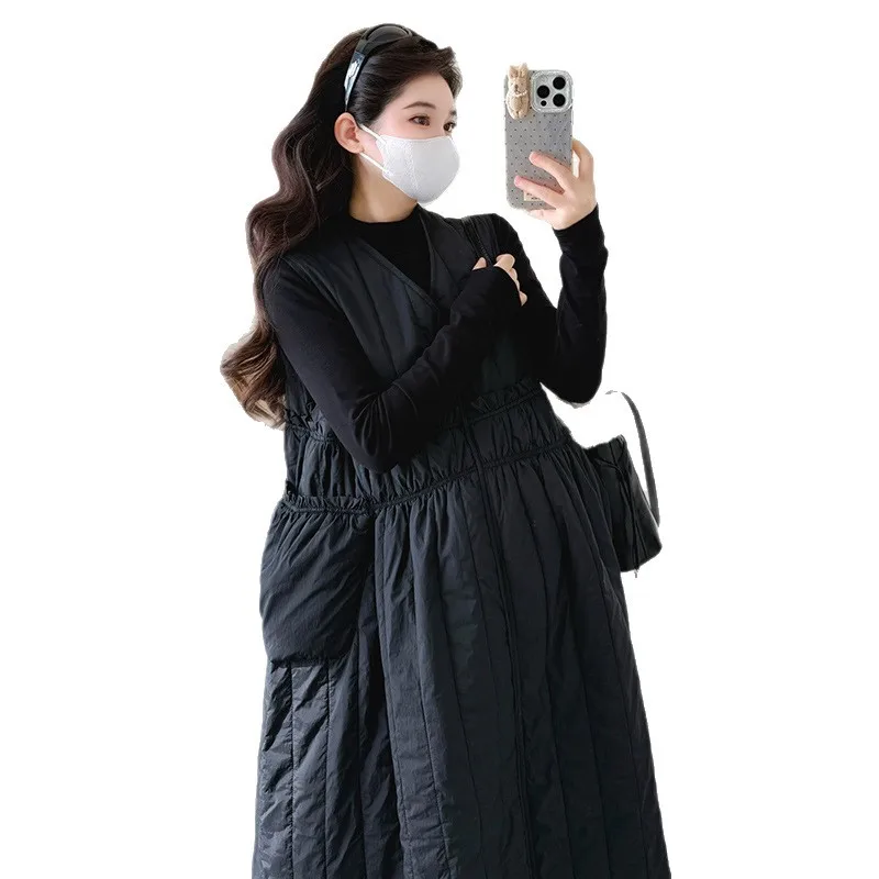 Maternity Suit Autumn Winter 2026 Loose Comfortable Warm Dress With Pocket And Base Top Two Piece Set For Pregnant Women