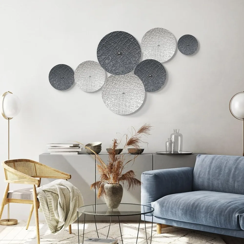 

Silver and Grey Wall Decor for Living Room, for Office Dining Room Decoration, r for Apartment Bedroom New Home Gift