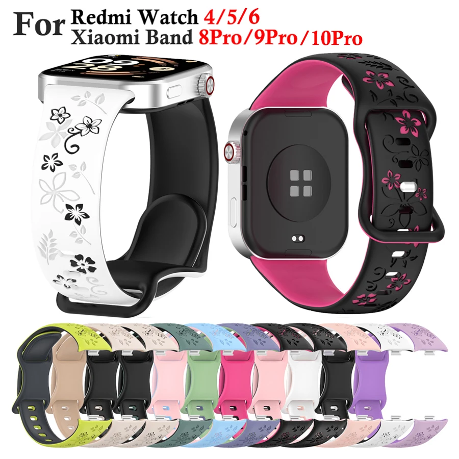 3D-Blumen-Silikonarmband für Xiaomi Mi Band 10 Pro /9 Pro/ 8 Pro Band Weiches Armband für Redmi Watch 6/5/4 Band