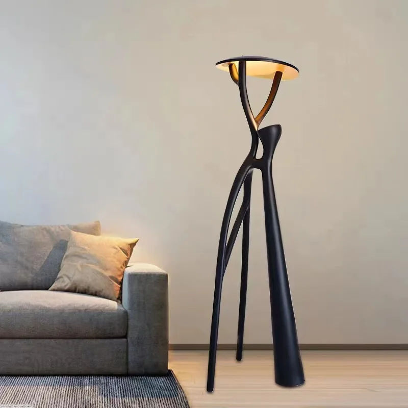 Modern Nordic minimalist black design floor lamp cordless electric home decoration fabric living room bedroom lampshade