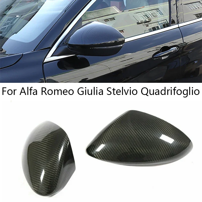 

For Alfa Romeo Giulia Stelvio Quadrifoglio 2017 2018 2019 2020 2021 Real Carbon Fiber Side Rear View Mirror Cover Caps