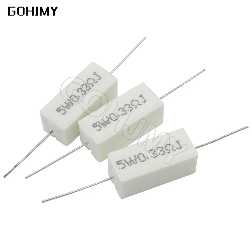 

10PCS 5W Cement resistance 0.1 ~ 10k ohm 0.33R 1R 10R 100R 0.22 0.33 1 10 100 1K resistor