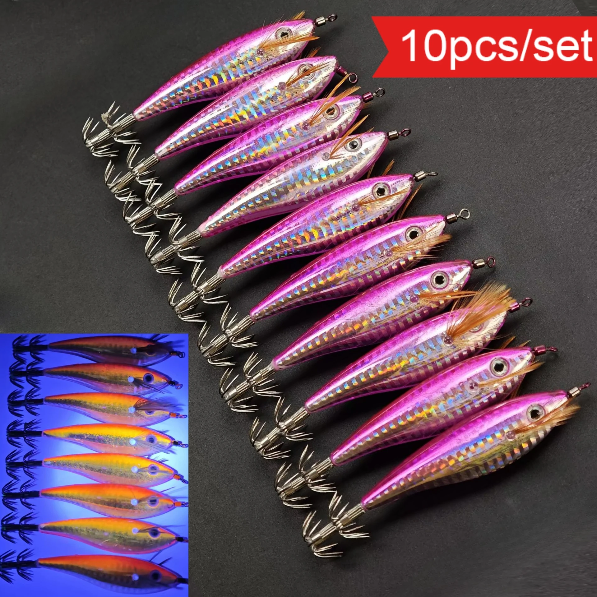 Fishing Lure Kit - 10 قطع من طُعم الروبيان الأفقي