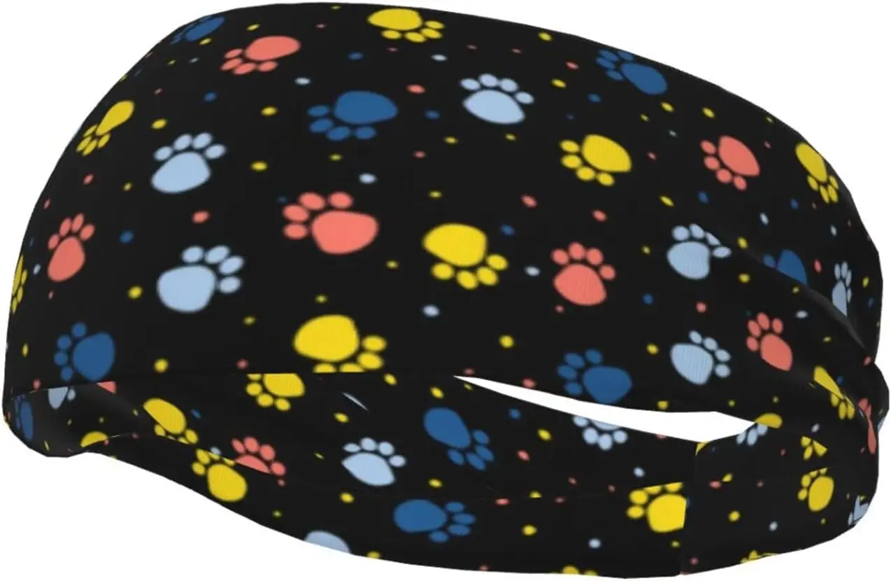 

Colorful Dog Paw Print Headbands Non Slip Sweatband Fashion Summer Hair Bands for Tennis,Basketball,Running,Gym,Working Out