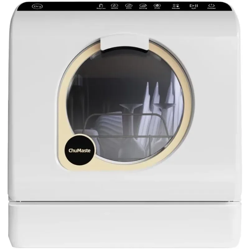 

ChuMaste Tabletop Dishwasher, Multiple Washing Modes, Upper and Lower Double Spray Arms, Portable and Can Wash Baby Bottles.