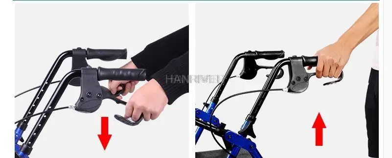 Super Light Rollator Lightweight Aluminum Loop Brake Folding Walker Adult W/height Adjustable Seat By Legs And Arms