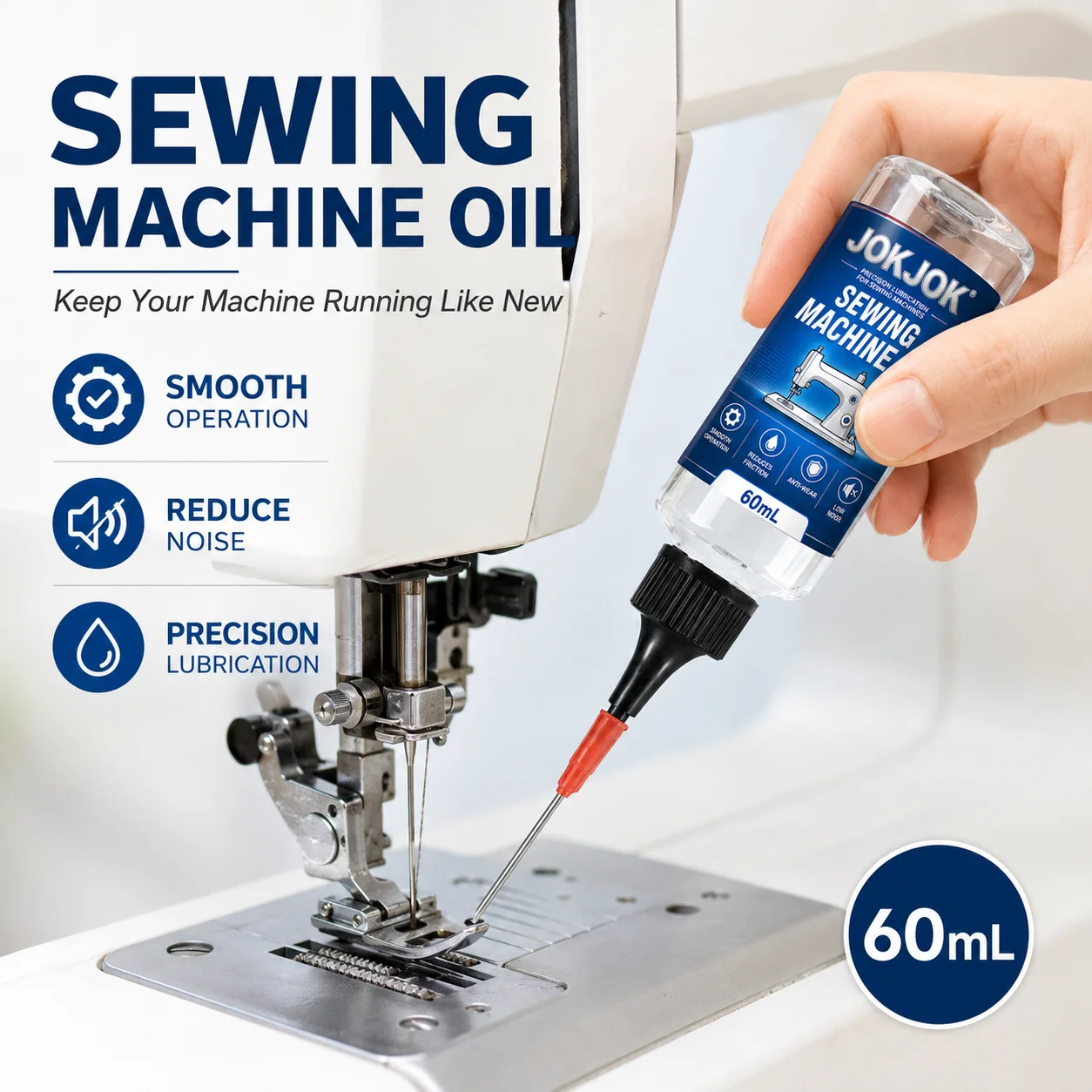 JOKJOK Sewing Machine Oil Precision Needle Applicator For Home And Industrial Machine Maintenance Low Noise Anti Wear 60ML