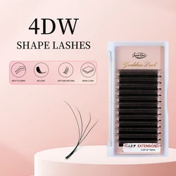 Goddess 4D W Shape Lashes C/D/M/L 0.07/0.10mm Super Soft Premade Volume Fans Eyelash Extensions Natural  Light Individual Lashes