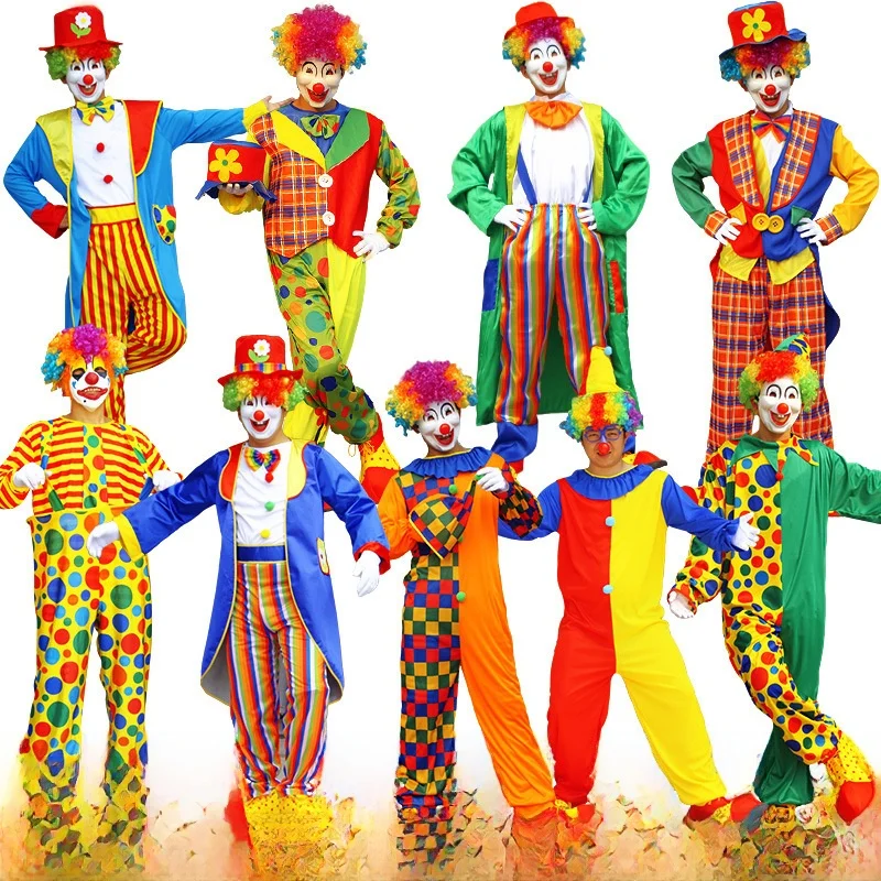 Costume de Clown d'halloween pour adultes, tenue de célébration de spectacle, vêtements de divertissement pour hommes et femmes